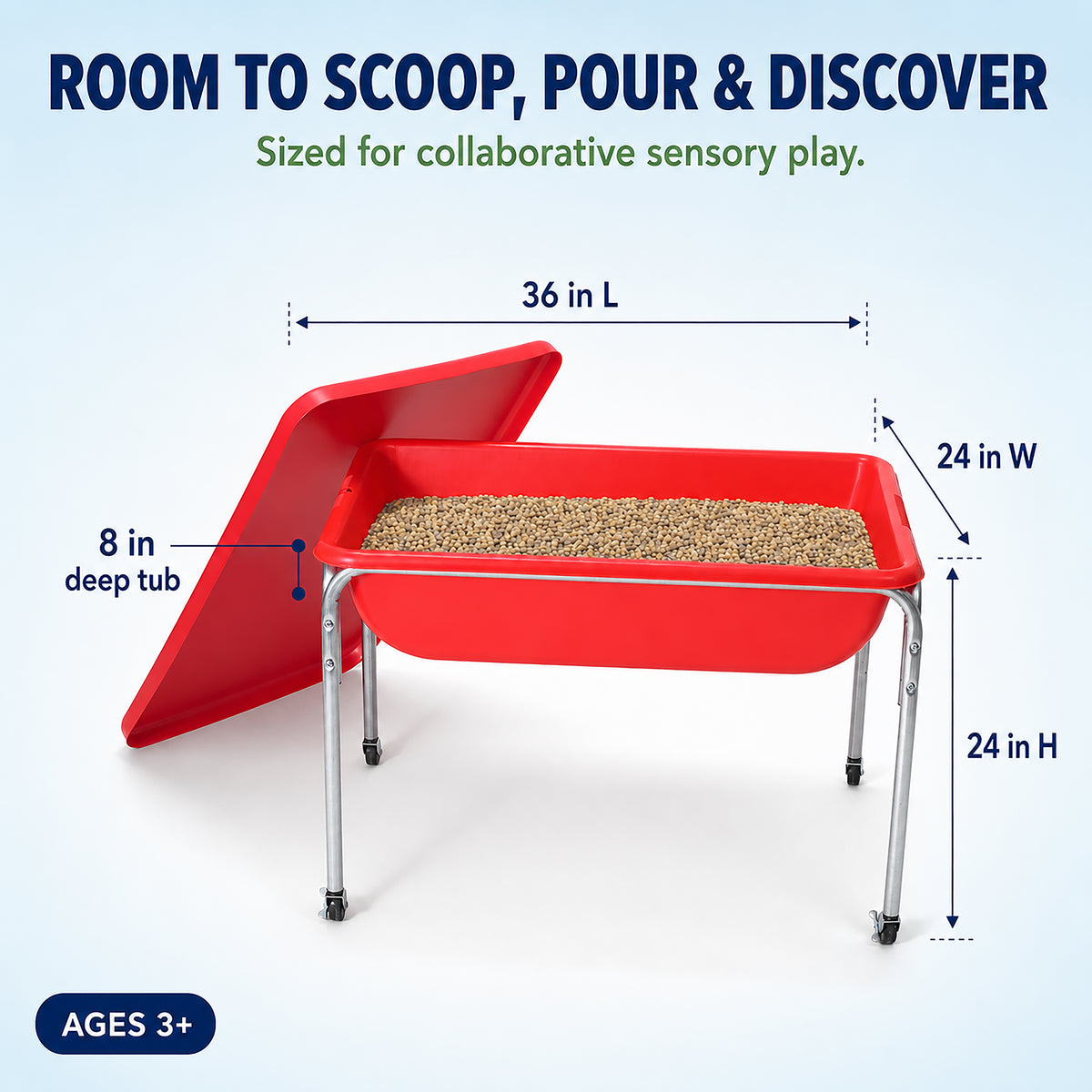 Medium Mobile Sensory Table, Lid and 30 lb Sand Fill, view 8