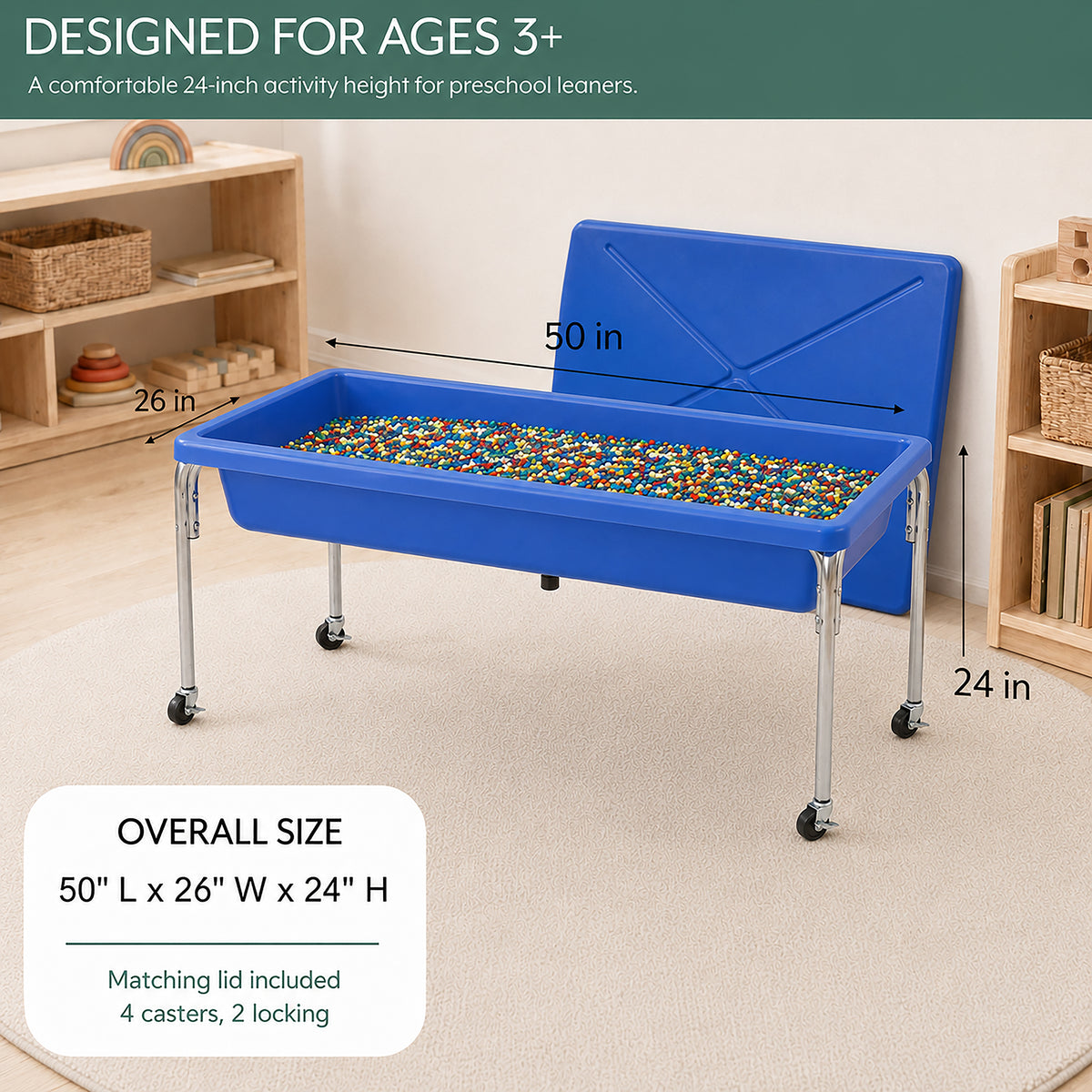 Large Mobile Sensory Table, Lid and 40 lb Rainbow Fill, view 8