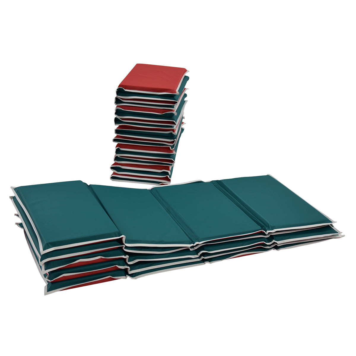 Folding Pillow Rest Mats, Set of 10 – Red/Green, view 10