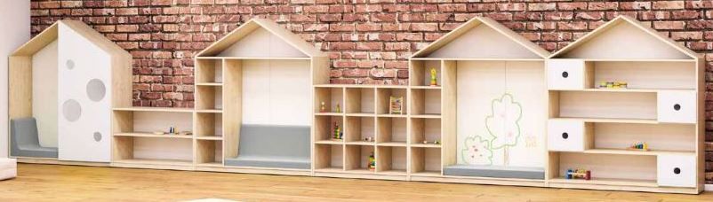 Cottage Storage Unit with Shelves and Cubbies by NOVUM