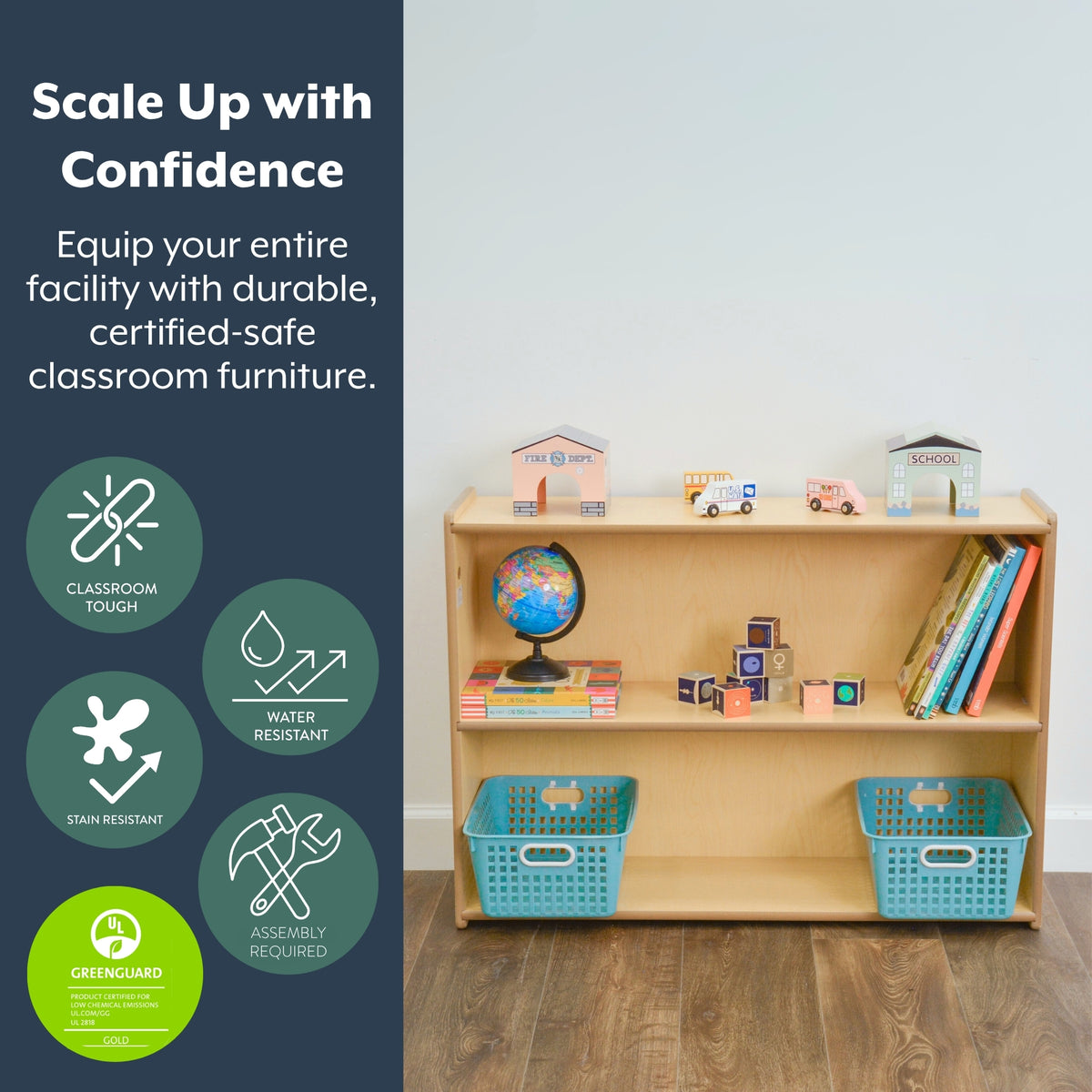 Narrow 2-Shelf Classroom Storage Unit, view 2
