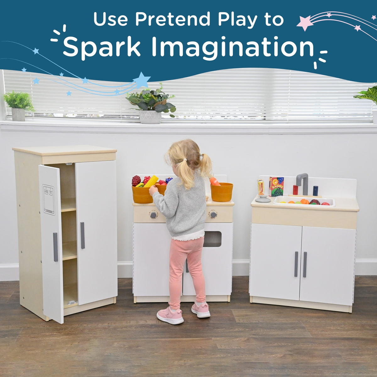 3-Piece Wooden Play Kitchen Set, view 10
