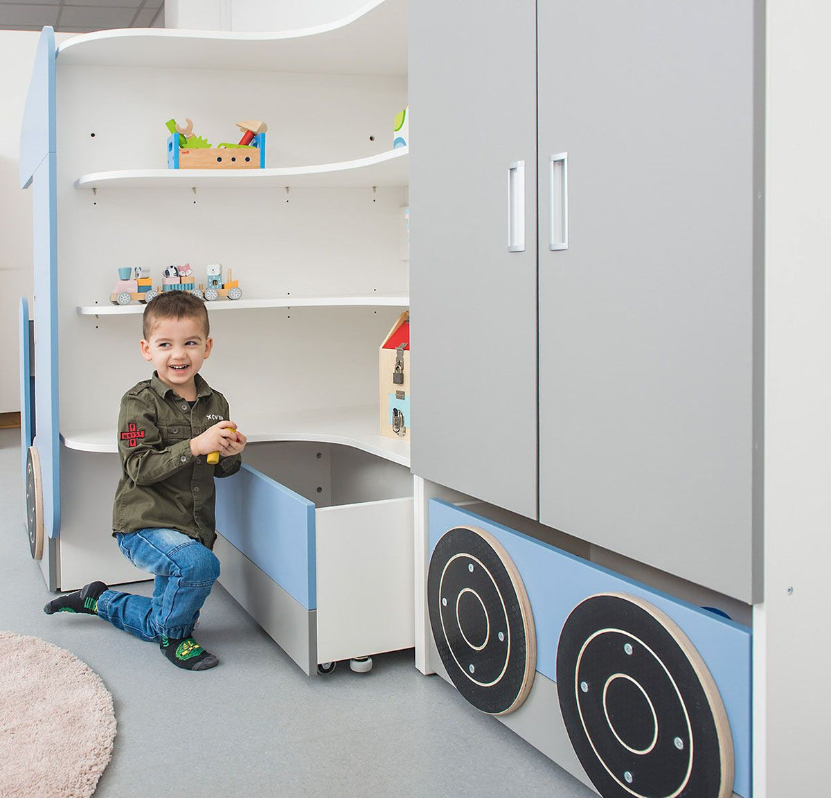 Truck Bookcase with Cushioned Driver Cab by NOVUM