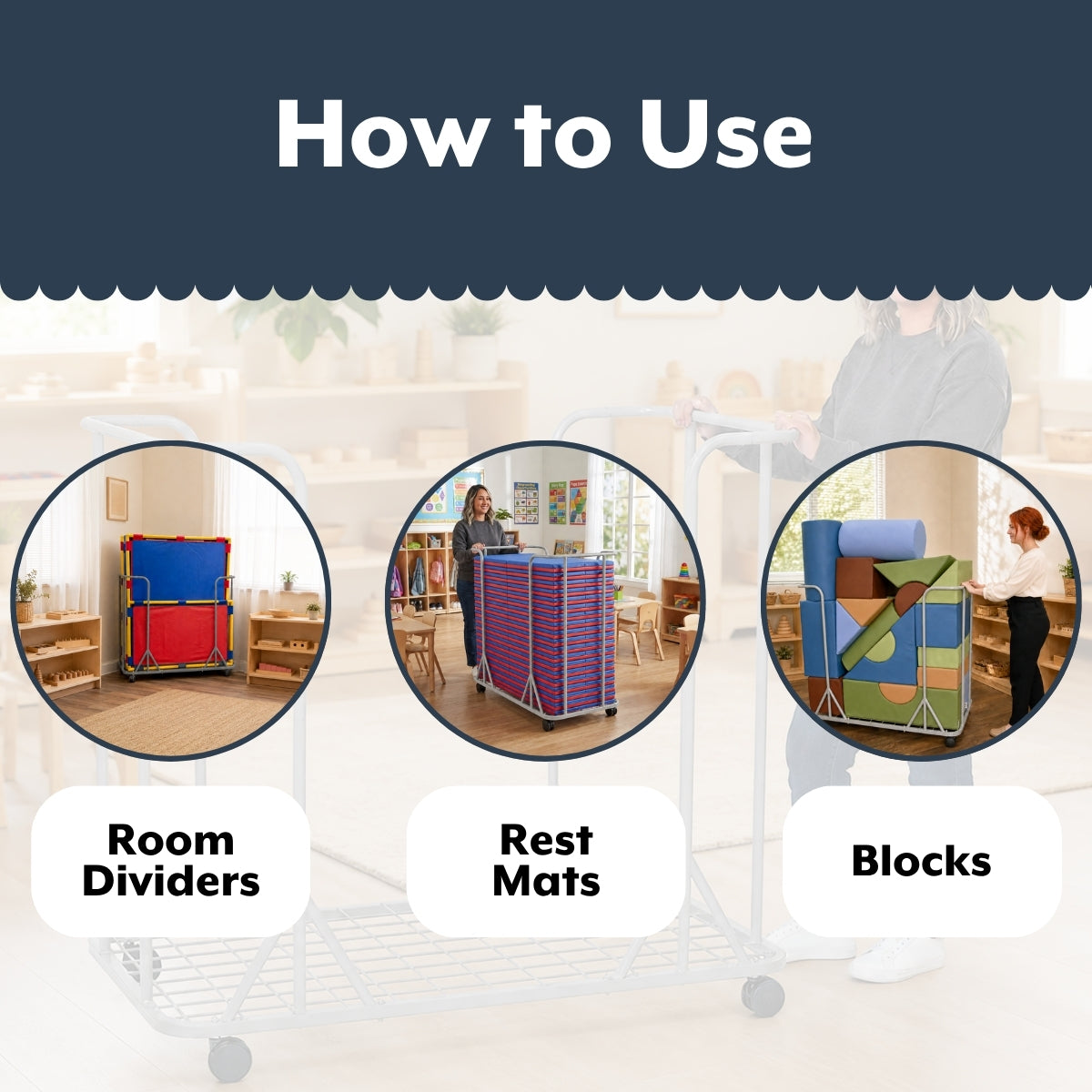 Universal Rolling Rest Mat Storage Cart, view 7