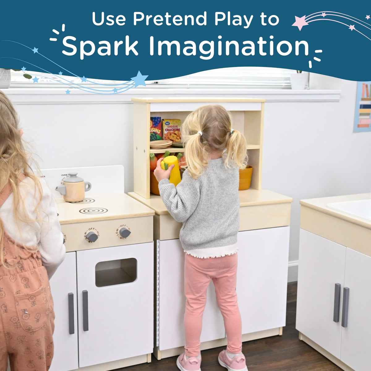 White Wooden Play Kitchen Hutch, view 10