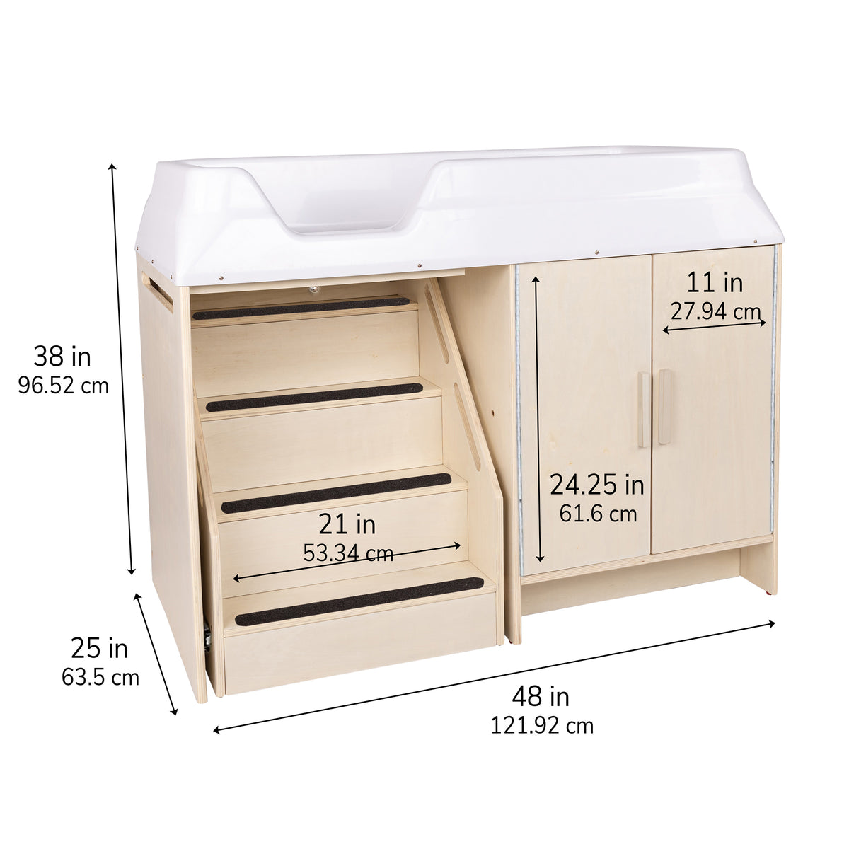 Infant Changing Table with Stairs and Storage Cabinets, view 2