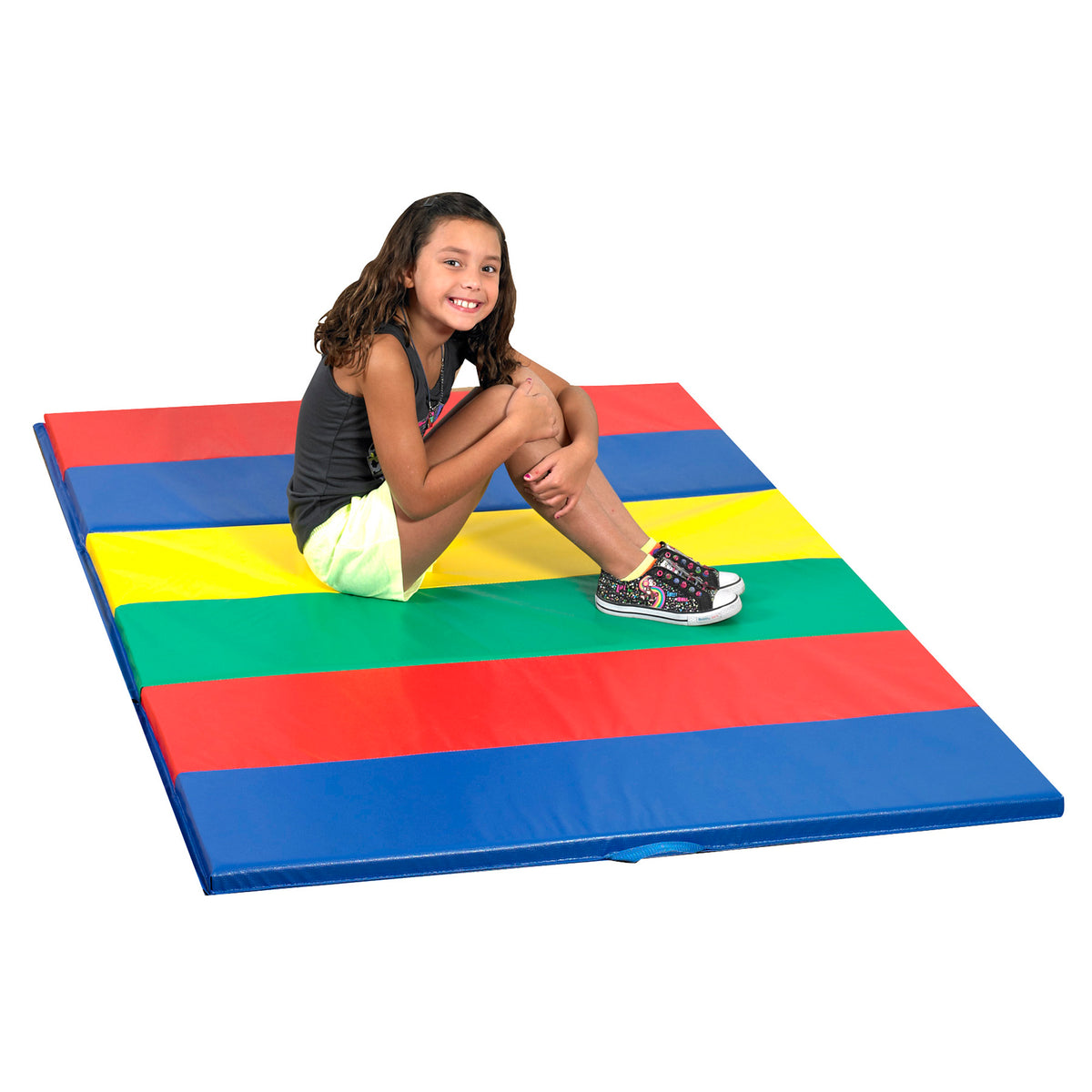 Folding Foam Gym Mat – Rainbow / 4' x 6'