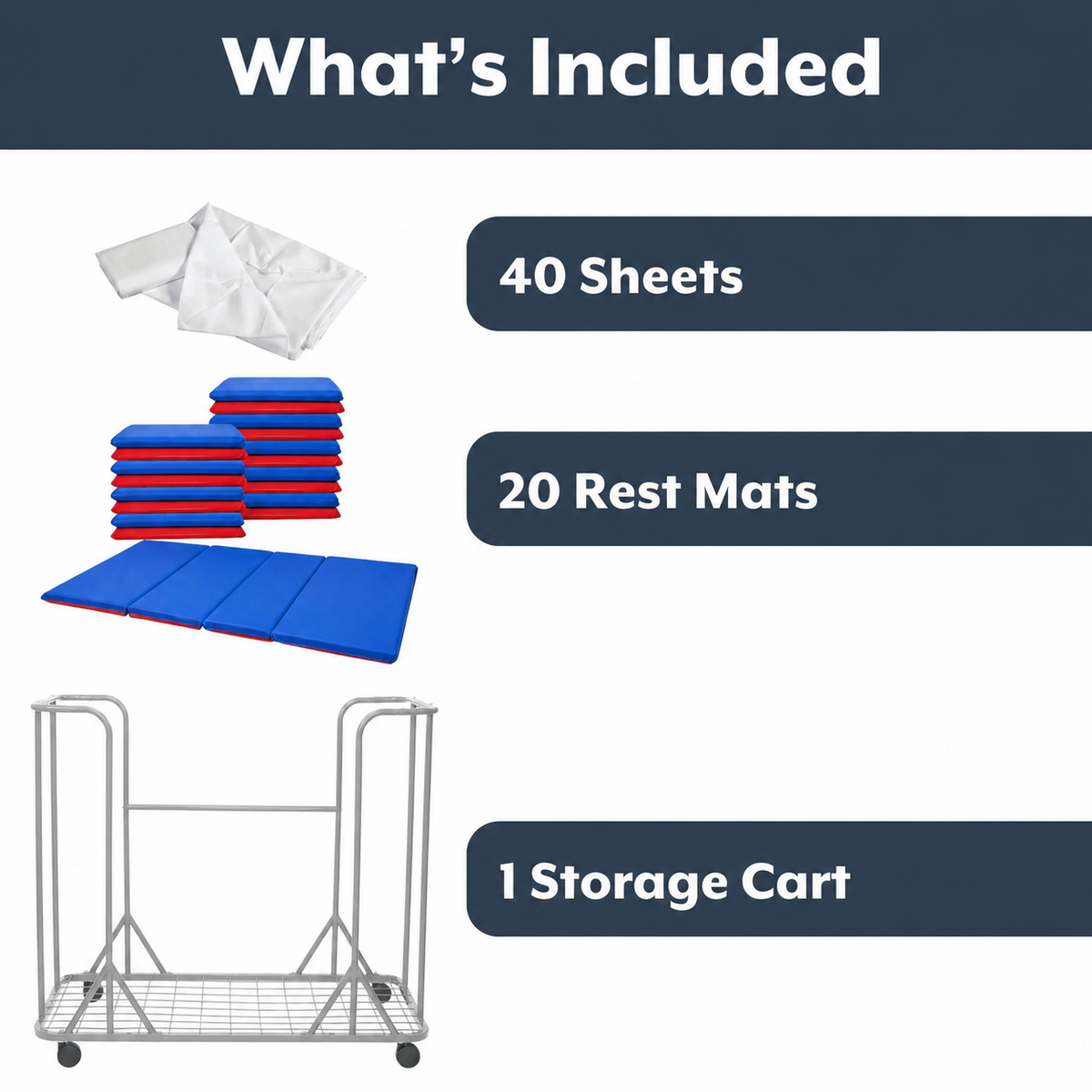 Folding Rest Mat Classroom Bundle with Cart – Red/Blue, view 10