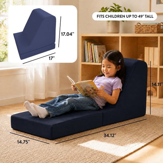 Folding Toddler Foam Lounger โ Navy, view 2