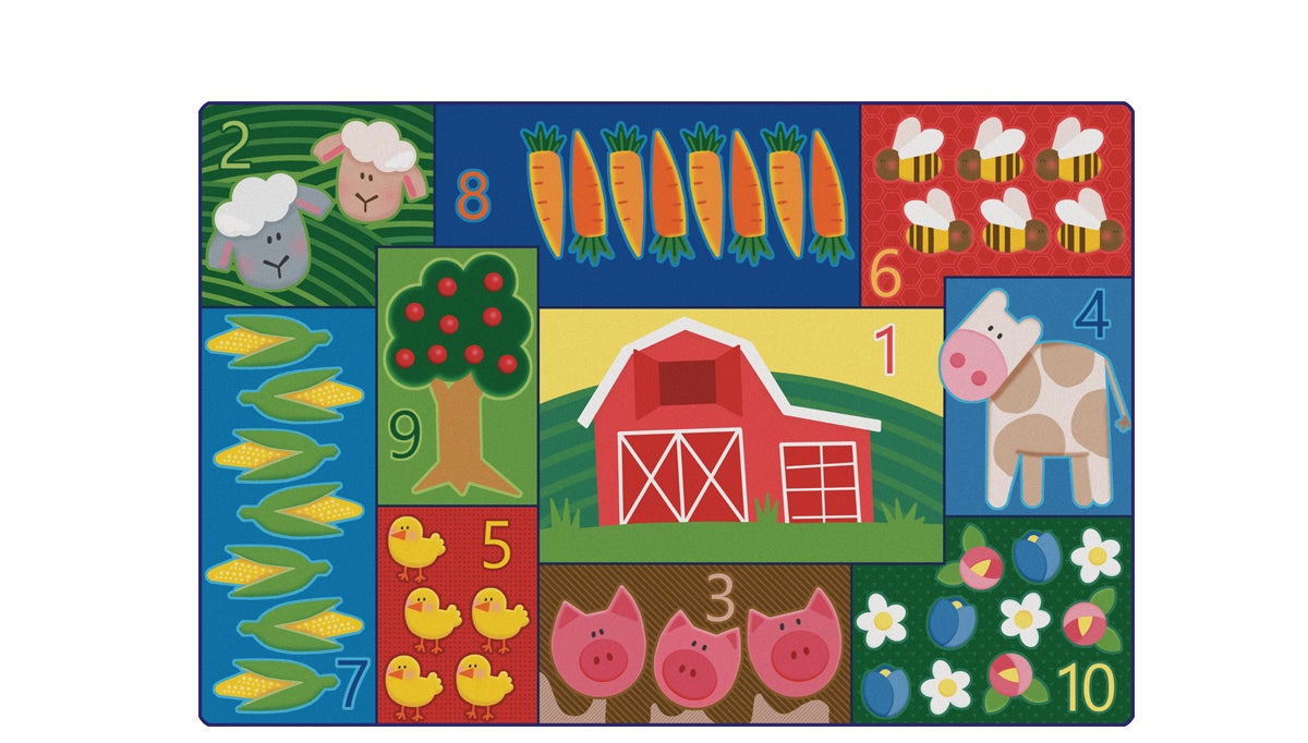 Toddler Farm Counting Classroom Rug