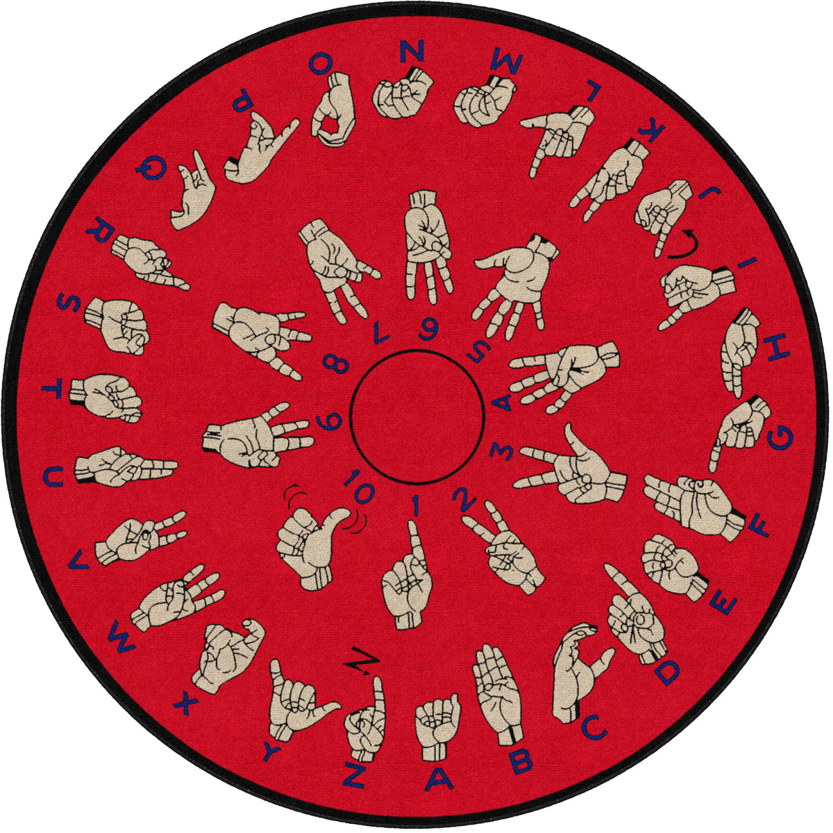 Sign Language Alphabet Round Rug, view 4