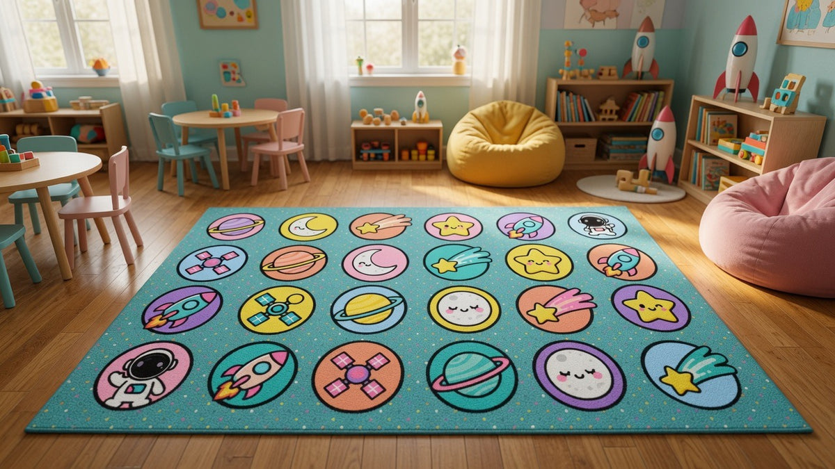 Turquoise Space Crisscross Seating Rug, view 6