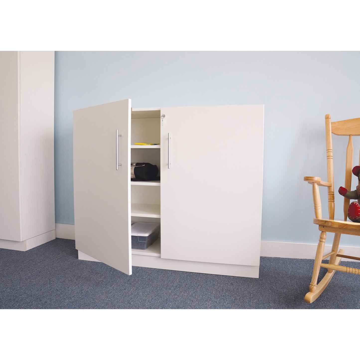Whitney White Lockable Wall Cabinet