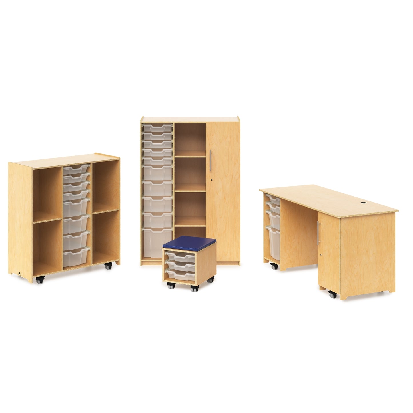 Teachers Rolling Stool With Trays