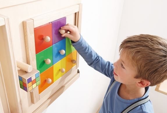 Colorful Squares Sliding Puzzle Wall Panel by HABA Pro