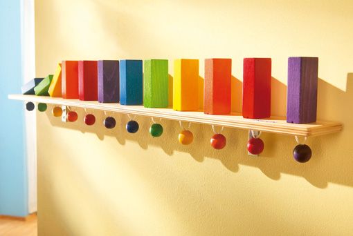 Rainbow Dominoes Chain Reaction Wall Panel by HABA Pro