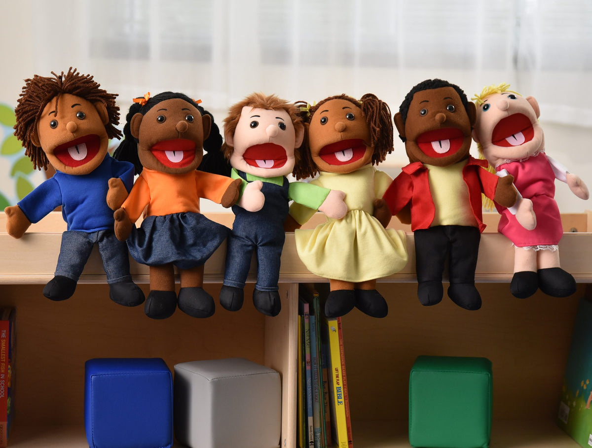 15" Multicultural Children Puppets with Movable Mouths – Set of 6, view 6