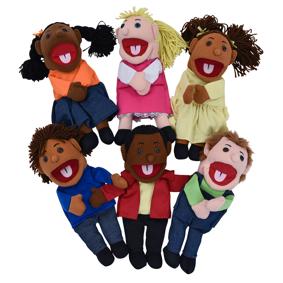 15" Multicultural Children Puppets with Movable Mouths – Set of 6, view 10