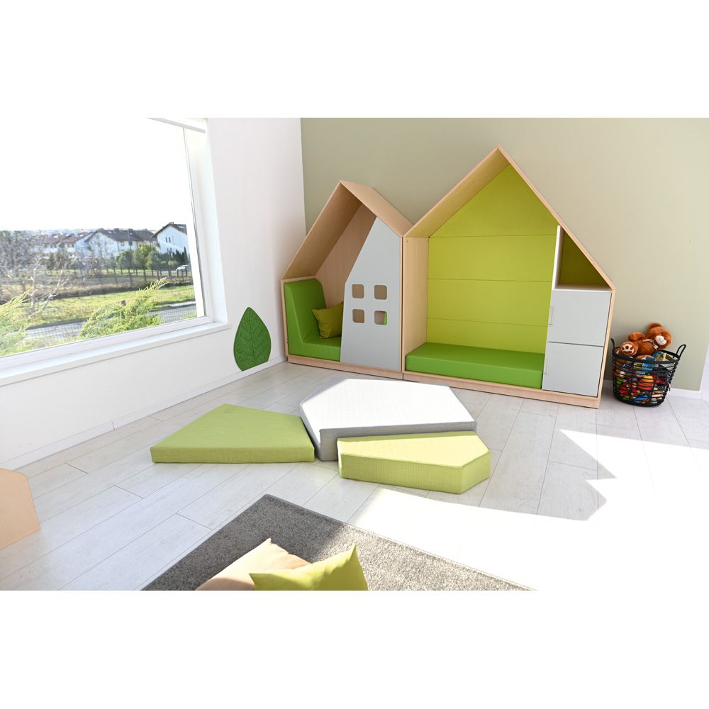 3-Piece Foam Floor Mattress Set (Green & Gray) by Moje Bambino