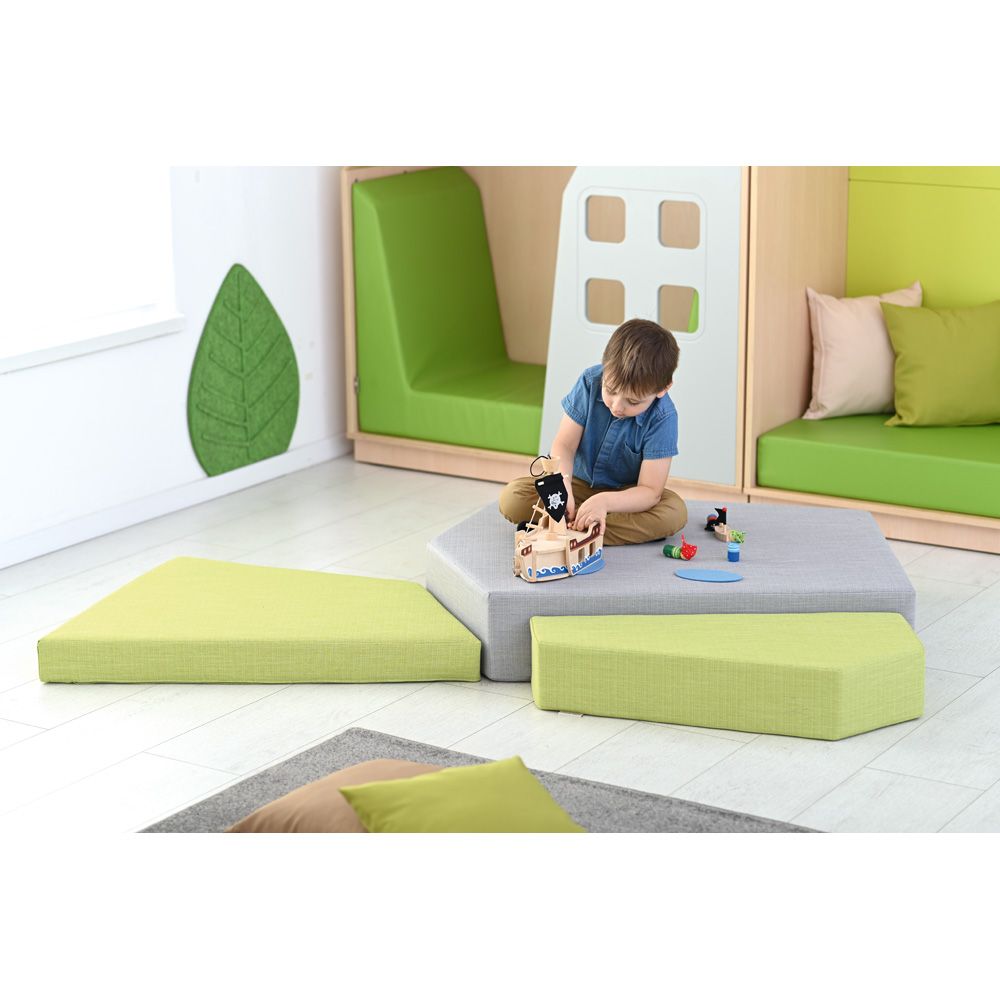 3-Piece Foam Floor Mattress Set (Green & Gray) by Moje Bambino