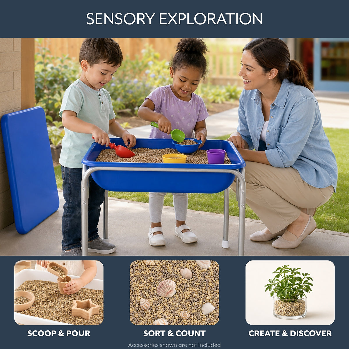 Small Sensory Table and Lid Set with 20 lb Sand Fill, view 3