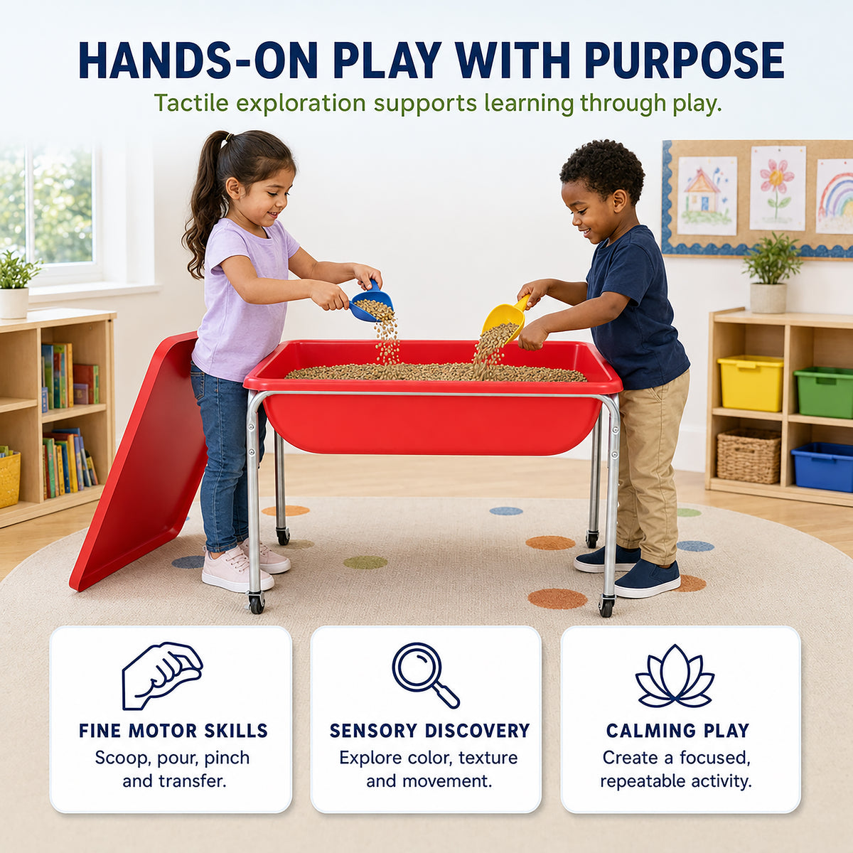 Medium Mobile Sensory Table, Lid and 30 lb Sand Fill, view 5