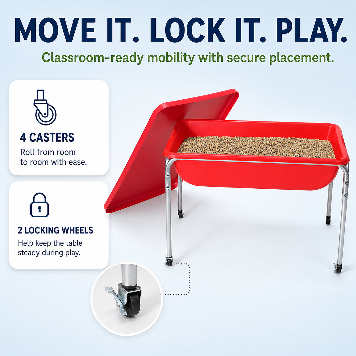 Medium Mobile Sensory Table, Lid and 30 lb Sand Fill, view 7