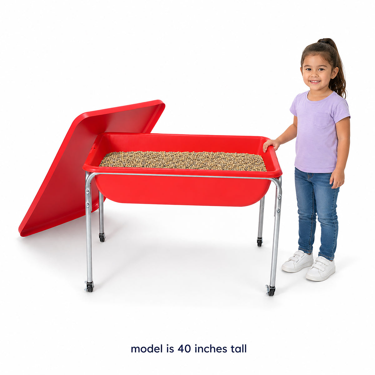 Medium Mobile Sensory Table, Lid and 30 lb Sand Fill