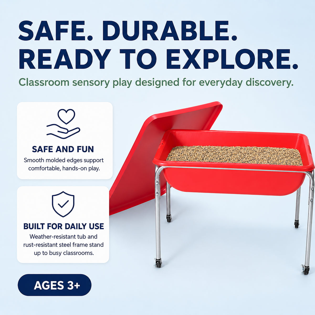 Medium Mobile Sensory Table, Lid and 30 lb Sand Fill, view 4