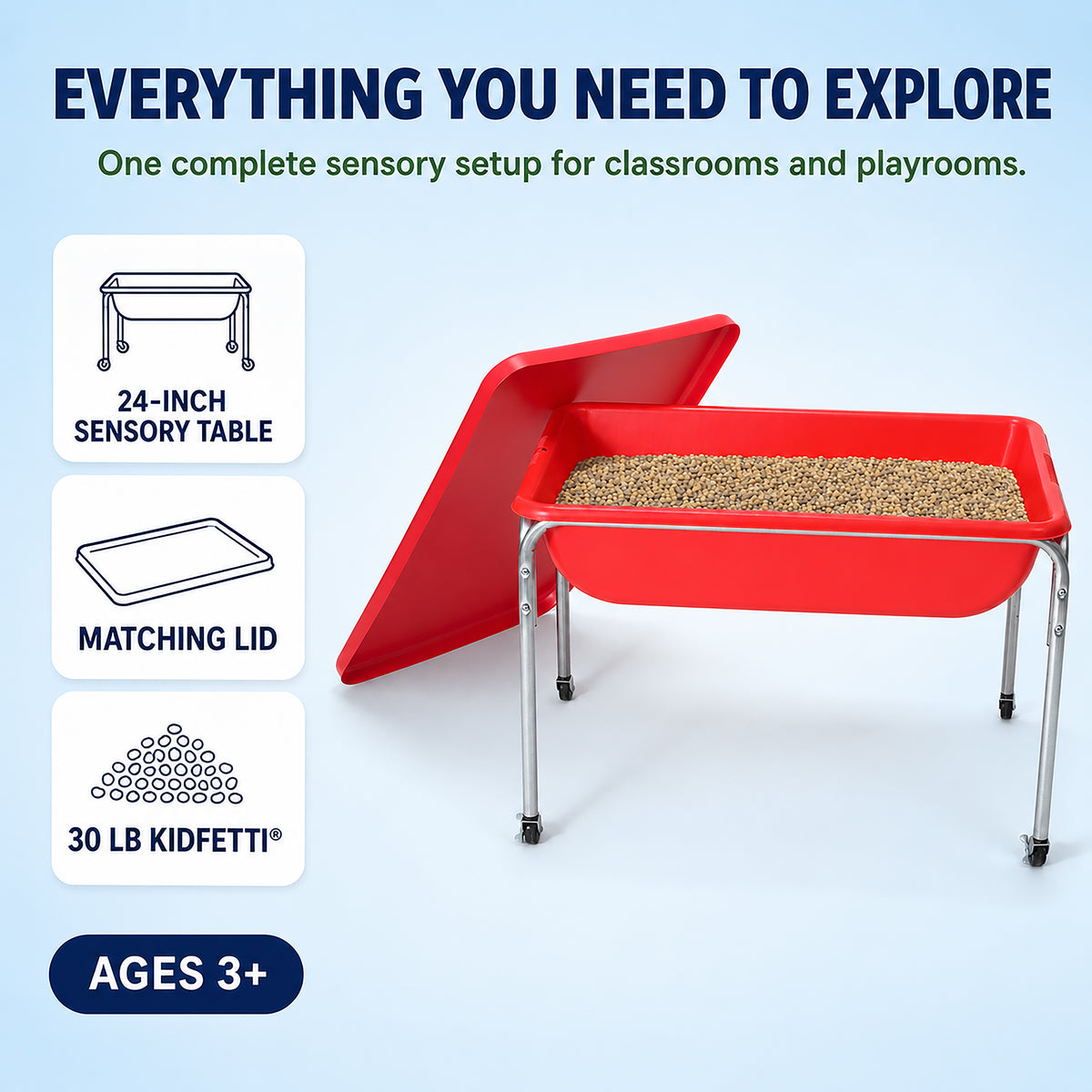 Medium Mobile Sensory Table, Lid and 30 lb Sand Fill, view 3