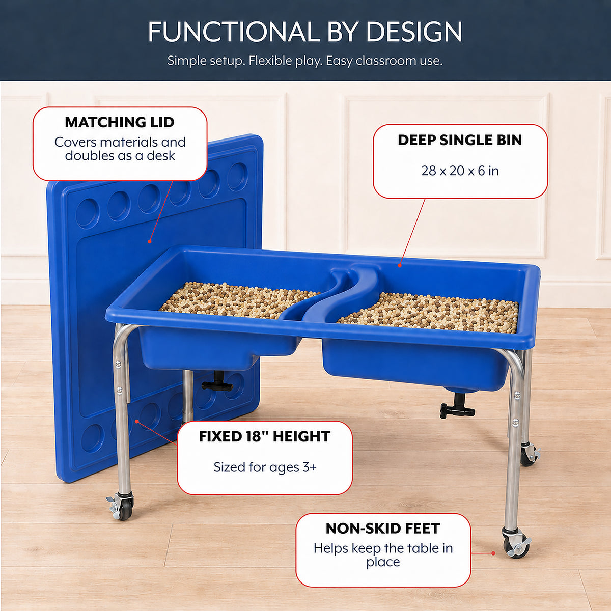 Double-Basin Mobile Sensory Table, Lid and 30 lb Sand Fill, view 9
