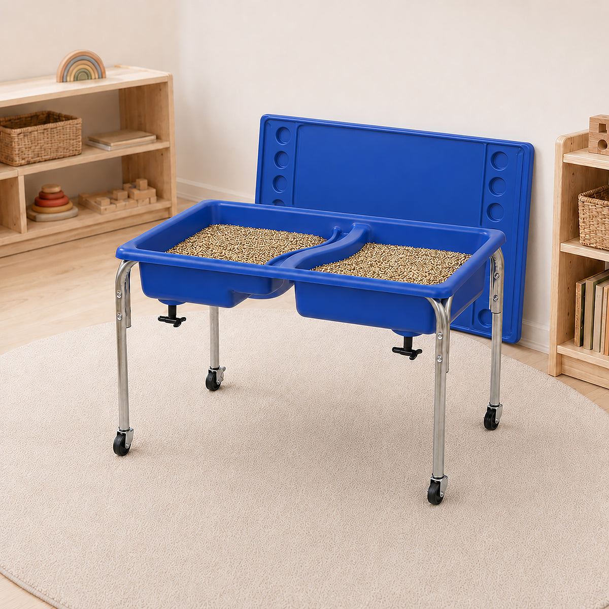 Double-Basin Mobile Sensory Table, Lid and 30 lb Sand Fill, view 6