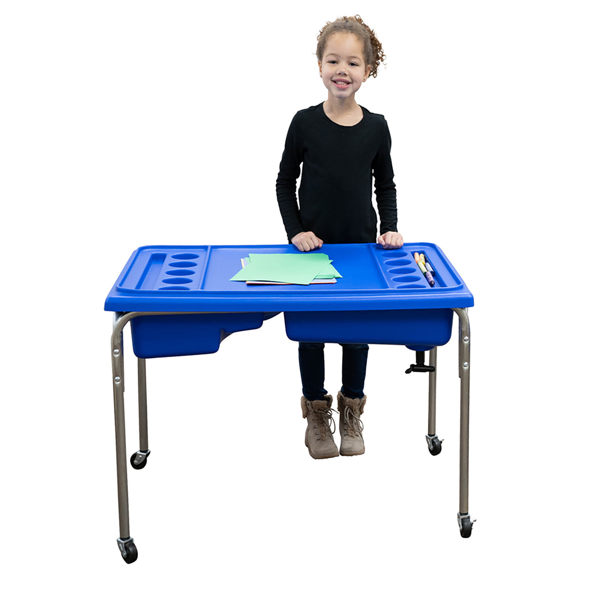 Neptune Double-Basin Mobile Sand and Water Table – 24" Table and Lid