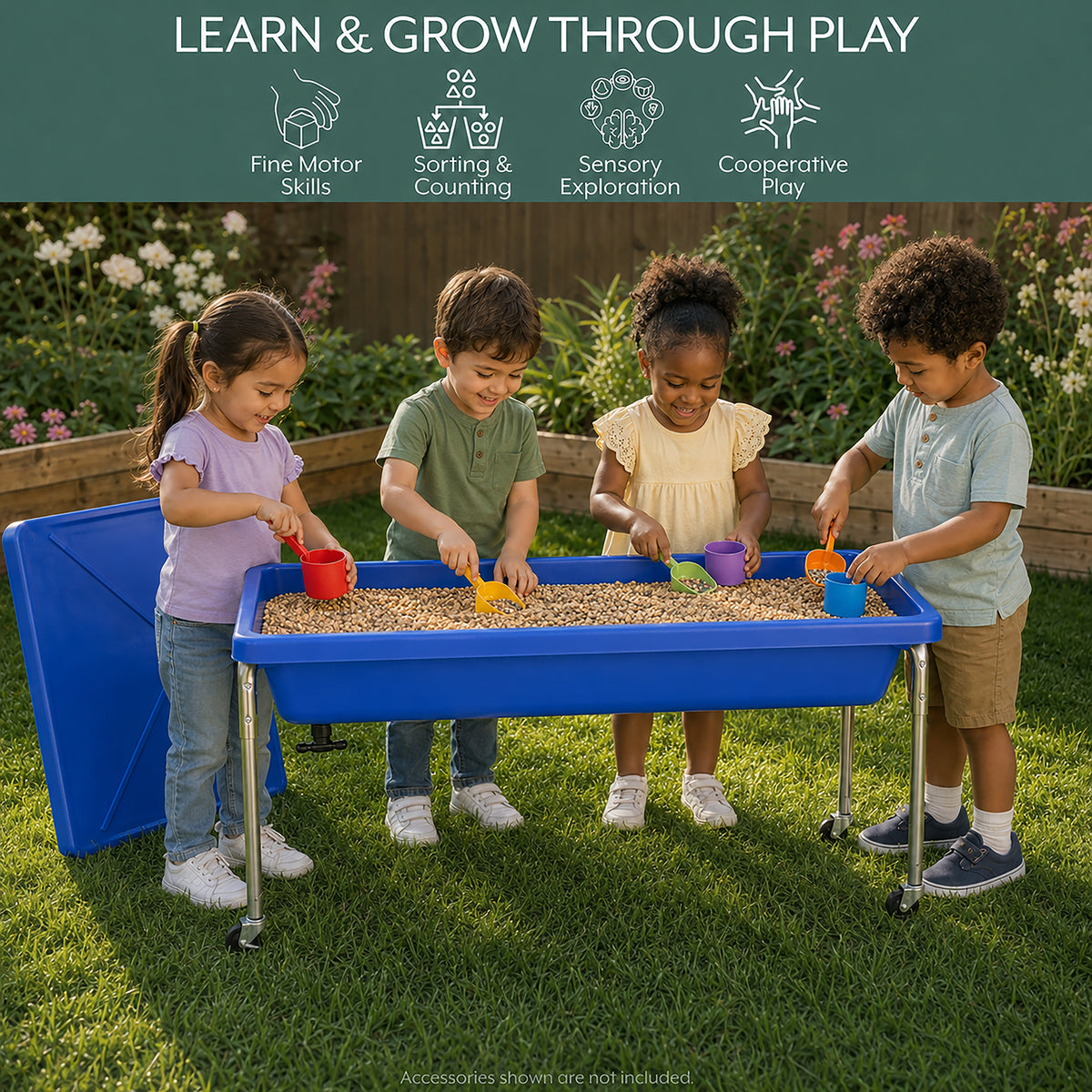 Large Mobile Sensory Table, Lid and 40 lb Sand Fill, view 4