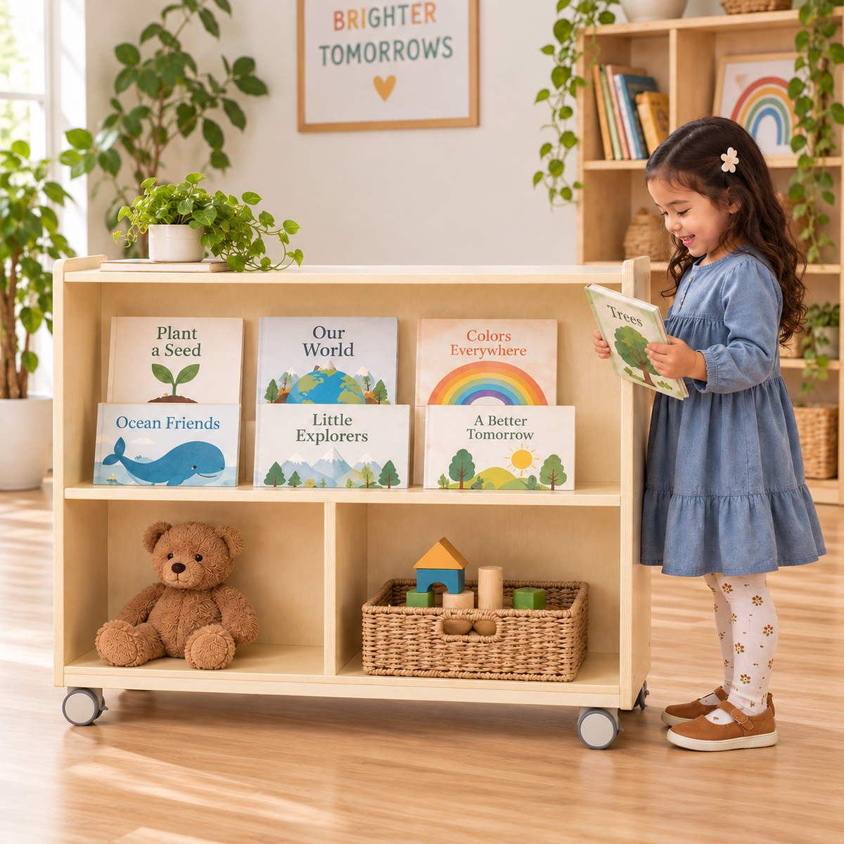 Mobile 36" H 2-Shelf Classroom Storage Unit