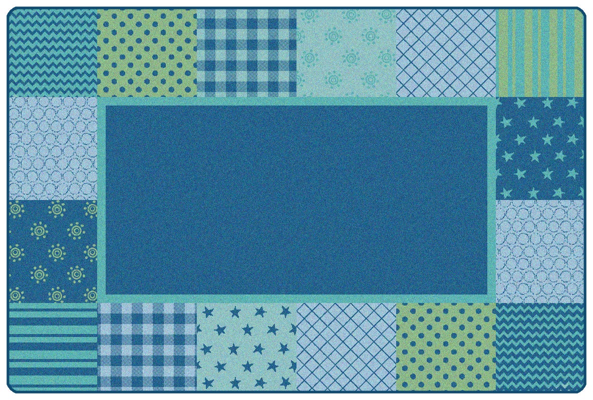 Pattern Blocks Blue Classroom Rug