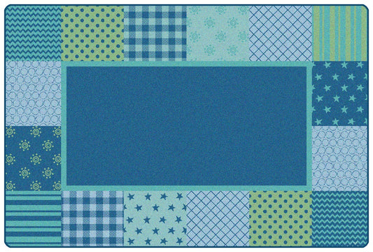 Pattern Blocks Blue Classroom Rug