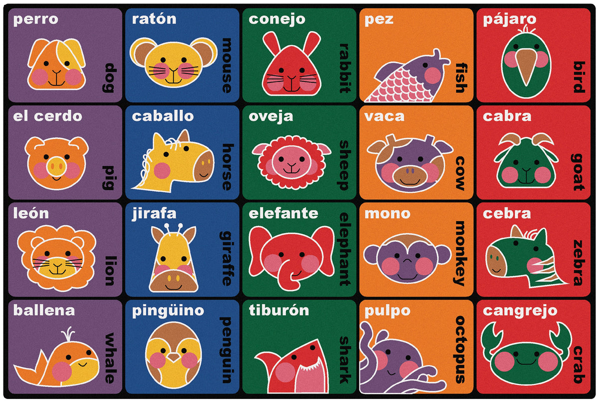 Bilingual Animals Seating Classroom Rug