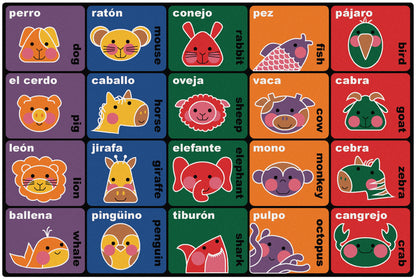Bilingual Animals Seating Classroom Rug
