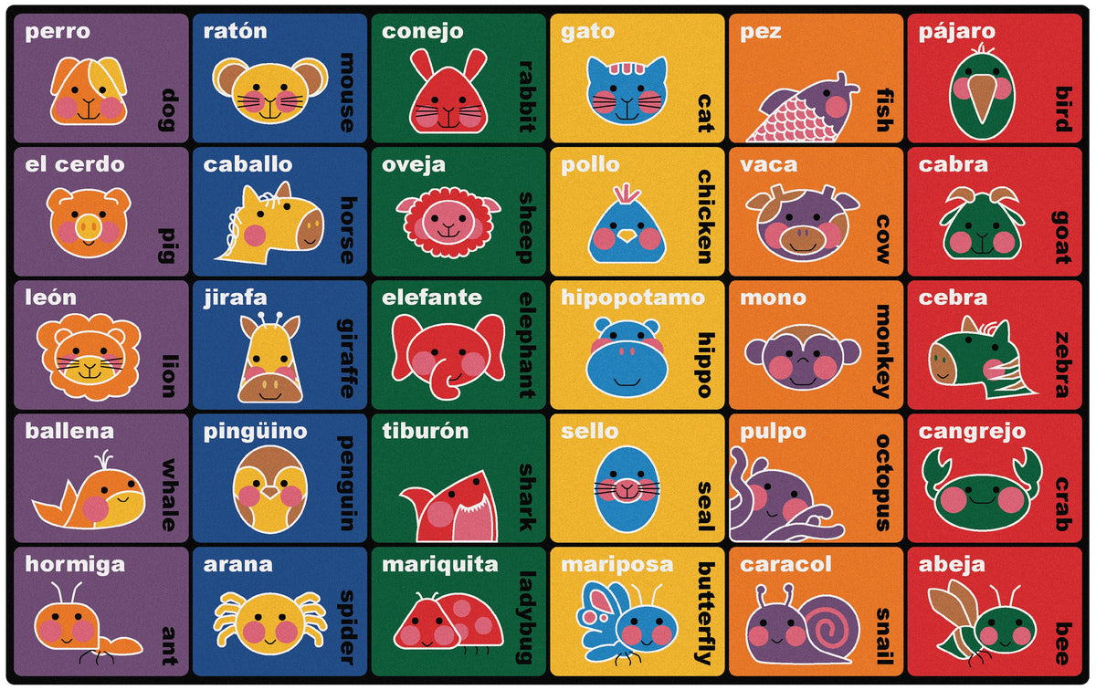 Bilingual Animals 30-Seat Classroom Rug, view 2