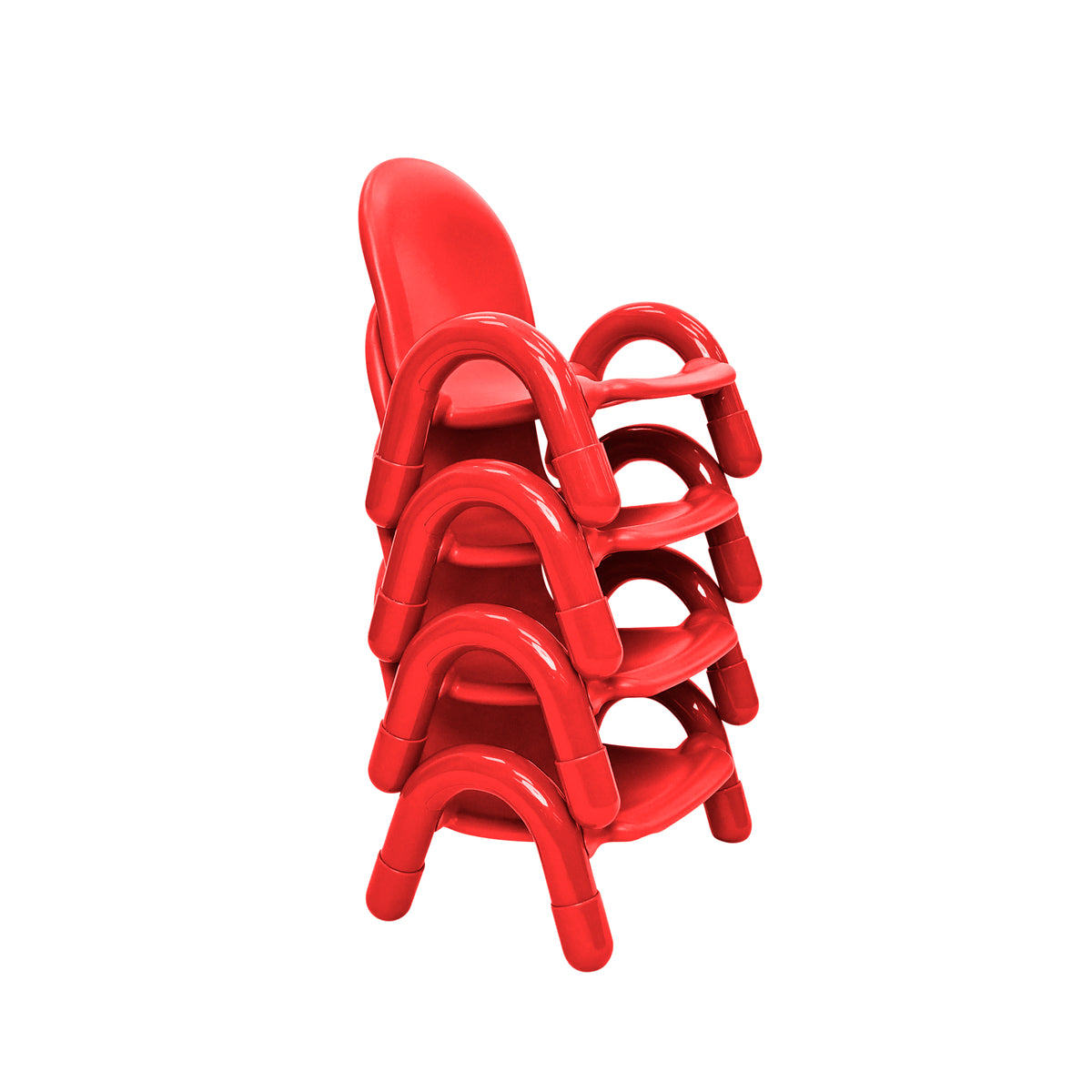 Stackable Preschool Chair, Candy Apple Red / 5" / Set of 4