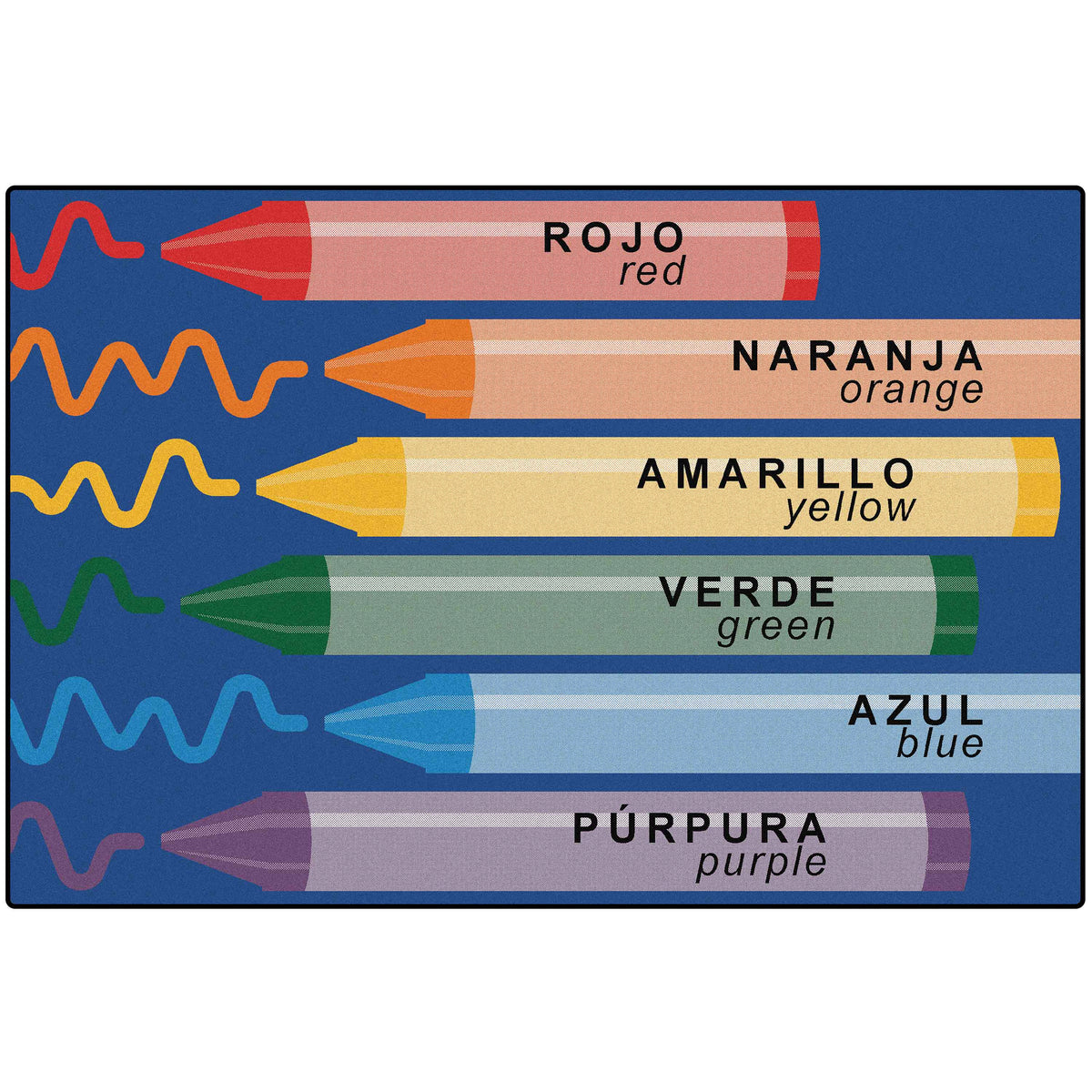 Bilingual Crayons Classroom Rug