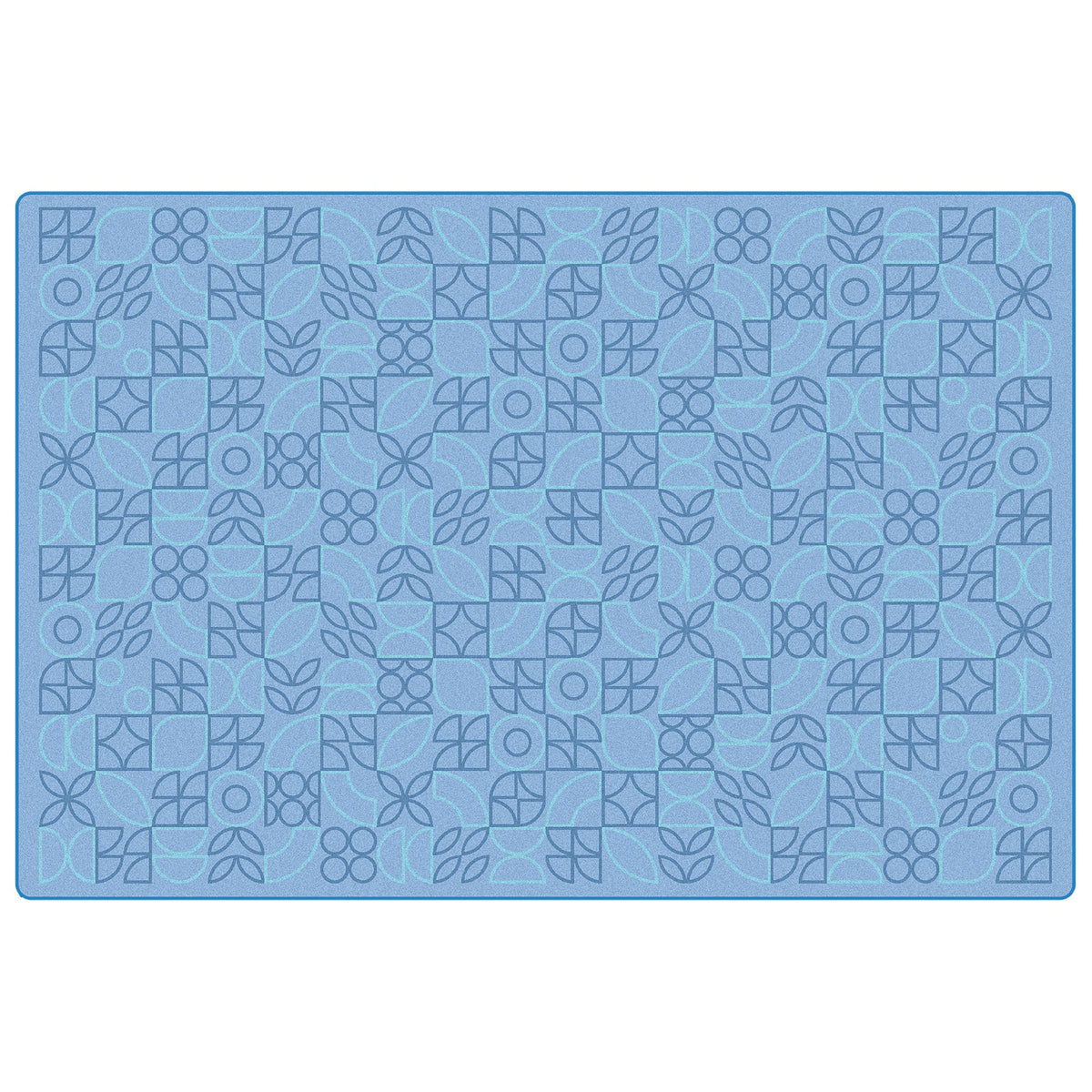 Scandinavian Doodle Small 3-Tone Blue Classroom Rug