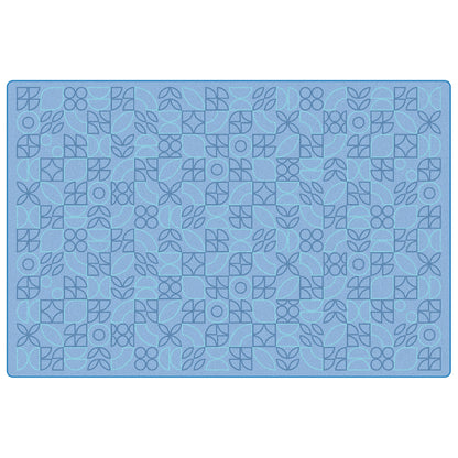 Scandinavian Doodle Small 3-Tone Blue Classroom Rug