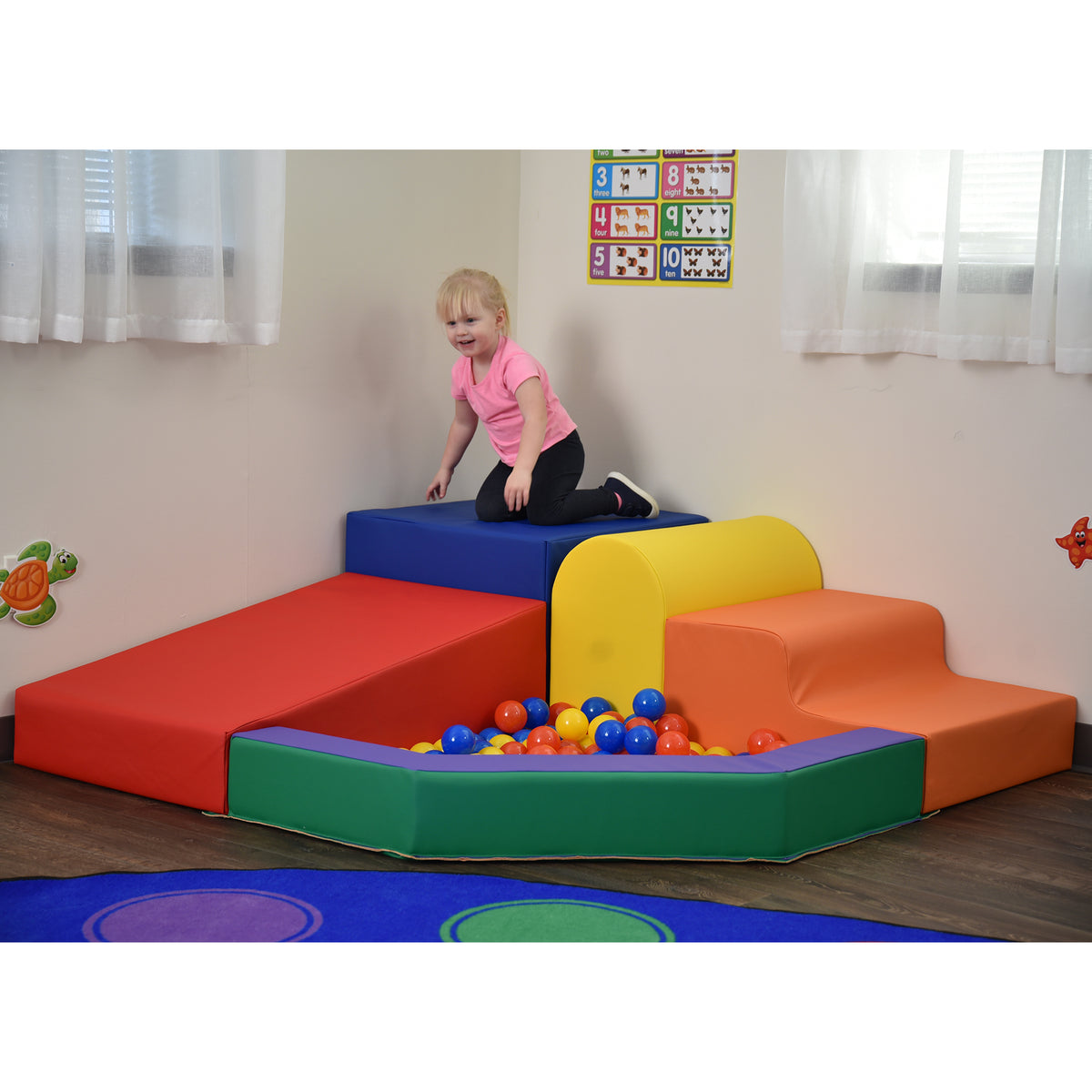 Toddler Corner Soft Play Climber with Ball Pool, view 7