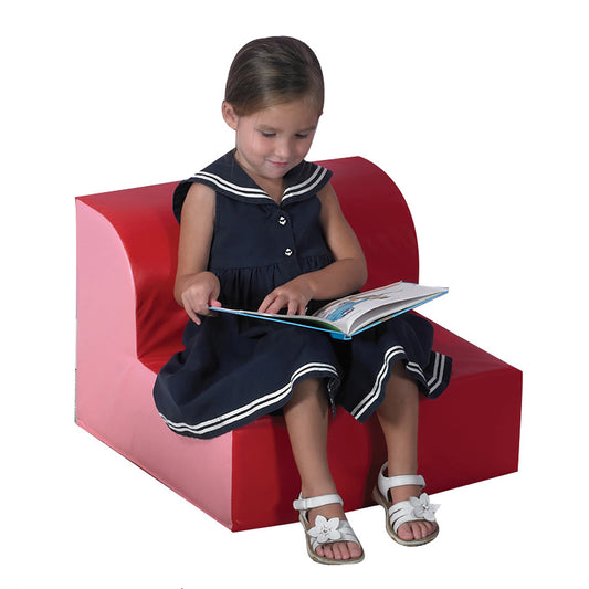 Two-Tone Foam Reading Lounger Chair, Red/Pink
