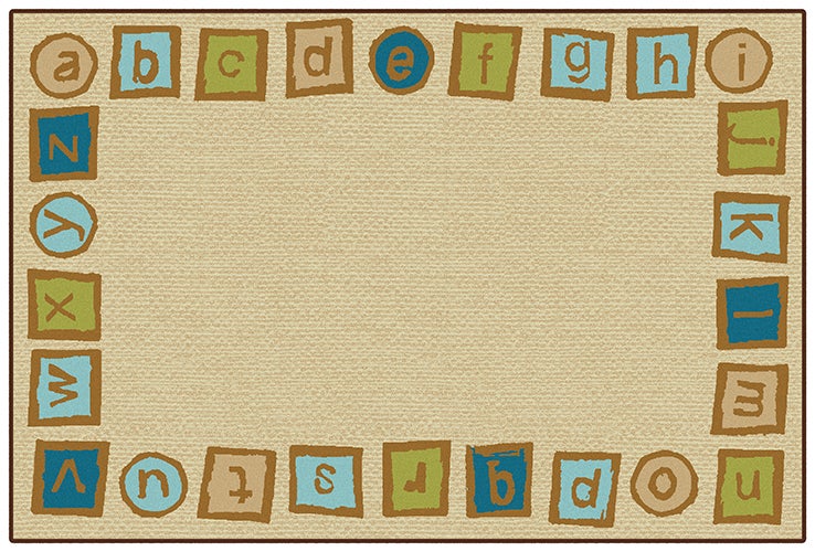 Alphabet Blocks Border Classroom Rug – Tan