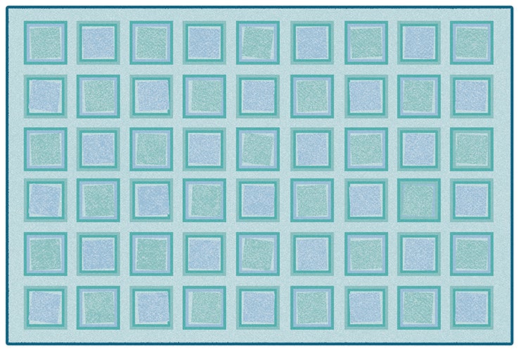 Squared Blue Classroom Rug