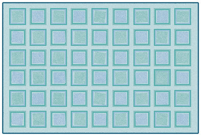 Squared Blue Classroom Rug