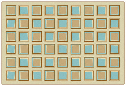 Squared Tan Classroom Rug